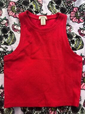 Bozzolo Red Ribbed Crop Tank Top
